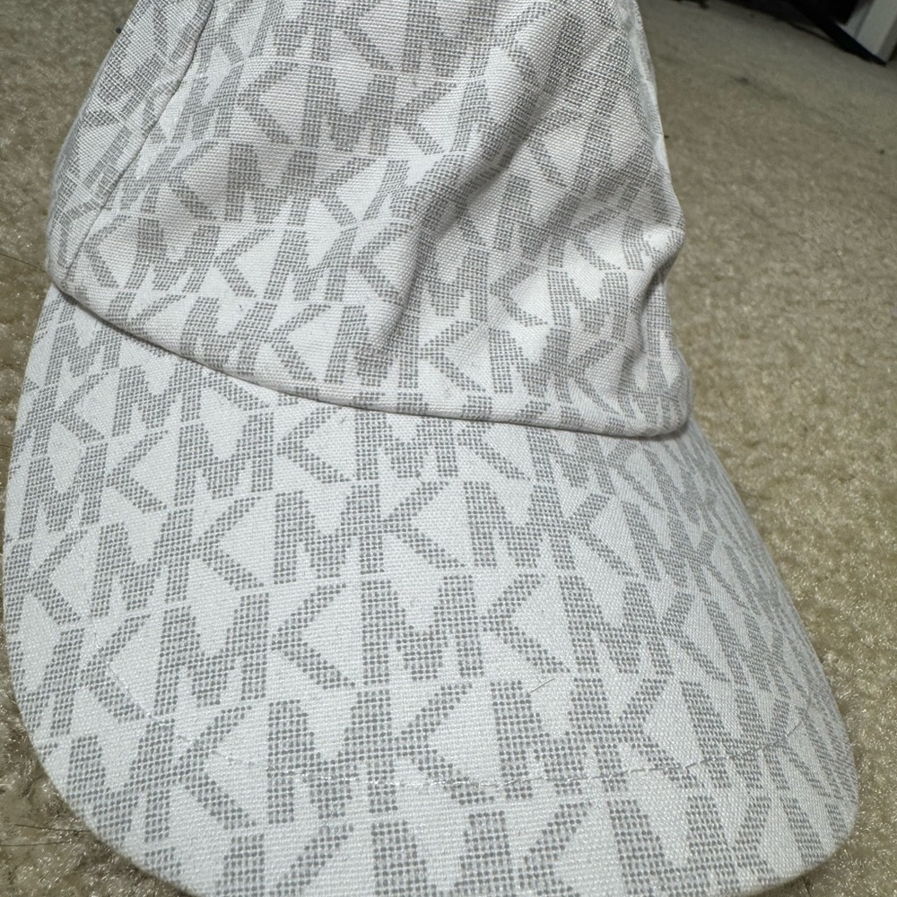 Michael Kors White and Gray Monogram Hat